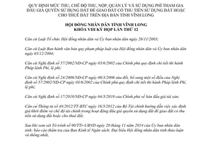 Nghị quyết 125/2014/NQ-HĐNĐ phí tham gia đấu giá quyền sử dụng đất Vĩnh Long