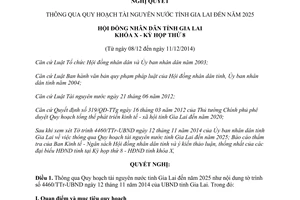 Nghị quyết số 113/2014/NQ-HĐND Quy hoạch tài nguyên nước Gia Lai 2025