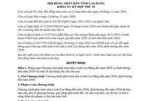 Nghị quyết 36/NQ-HĐND 2014 phát triển nhà ở Cao Bằng 2020 2030