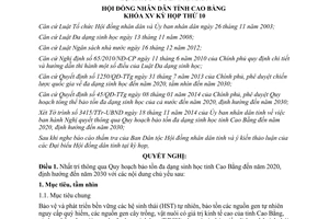 Nghị quyết 32/NQ-HĐND 2014 bảo tồn đa dạng sinh học Cao Bằng 2020 2030