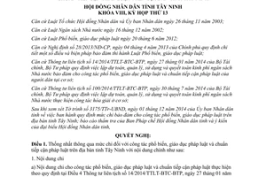 Nghị quyết 37/2014/NQ-HĐND định mức chi đối với công tác phổ biến giáo dục tiếp cận pháp luật Tây Ninh