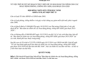 Nghị quyết 158/2014/NQ-HĐND17 Bảo đảm tài chính hoạt động phòng chống HIV/AIDS 2014 2020 Bắc Ninh