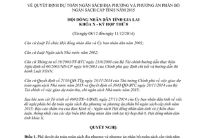 Nghị quyết 107/2014/NQ-HĐND phê duyệt phân bổ dự toán ngân sách địa phương 2015 Gia Lai