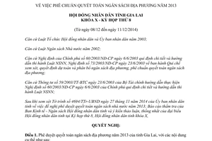 Nghị quyết 106/2014/NQ-HĐND phê duyệt quyết toán ngân sách địa phương 2013 Gia Lai