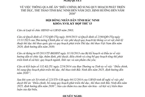 Nghị quyết 161/2014/NQ-HĐND17 phát triển thể dục thể thao Bắc Ninh đến 2025 định hướng 2030