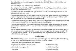 Nghị quyết 138/2014/NQ-HĐND điều chỉnh tăng dự toán thu ngân sách nhà nước điều chỉnh dự toán Đồng Nai 2014