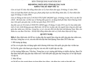 Nghị quyết 138/2014/NQ-HĐND mức chi hỗ trợ phụ cấp cho người làm công tác phổ cập giáo dục mầm non Quảng Nam