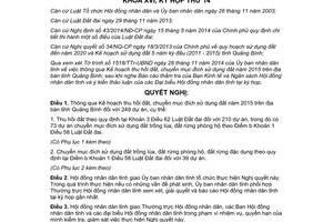 Nghị quyết 99/2014/NQ-HĐND Kế hoạch thu hồi đất chuyển mục đích sử dụng đất 2015 Quảng Bình