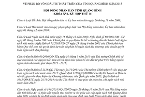 Nghị quyết 98/2014/NQ-HĐND phân bổ vốn đầu tư phát triển Quảng Bình 2015
