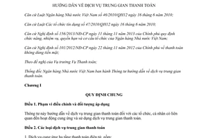 Thông tư 39/2014/TT-NHNN hướng dẫn dịch vụ trung gian thanh toán