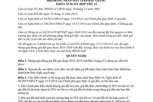 Nghị quyết 24/NQ-HĐND thông qua bảng giá đất Bắc Giang 2015 2019 2014