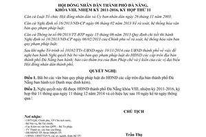 Nghị quyết 87/NQ-HĐND 2014 bãi bỏ văn bản quy pháp pháp luật do Hội đồng nhân dân các cấp Đà Nẵng