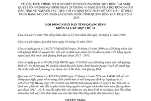 Nghị quyết 94/2014/NQ-HĐND điều chỉnh 148/2010/NQ-HĐND phân bổ vốn đầu tư phát triển Quảng Bình 2011 2015