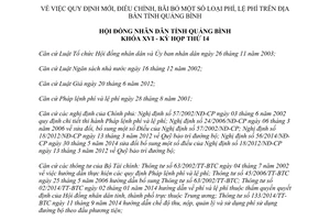 Nghị quyết 93/2014/NQ-HĐND mới điều chỉnh bãi bỏ phí lệ phí Quảng Bình