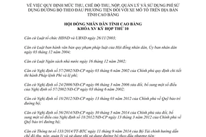 Nghị quyết 24/2014/NQ-HĐND mức thu nộp quản lý sử dụng phí sử dụng đường bộ Cao Bằng