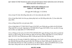 Nghị quyết 117/2014/NQ-HĐND phí tham gia đấu giá quyền khai thác khoáng sản Gia Lai