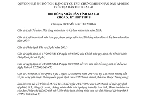 Nghị quyết 122/2014/NQ-HĐND lệ phí hộ tịch đăng ký cư trú chứng minh nhân dân Gia Lai