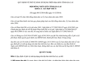 Nghị quyết số 119/2014/NQ-HĐND phí vệ sinh Gia Lai