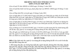Nghị quyết 26/2014/NQ-HĐND mức thu quản lý và sử dụng phí sử dụng đường bộ đối với xe mô tô tỉnh Bắc Giang