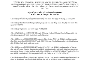 Nghị quyết 124/2014/NQ-HĐNĐ sửa đổi 132/2010/NQ-HĐND 2011 2015 Vĩnh Long