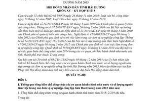 Nghị quyết 101/NQ-HĐND năm 2014 biên chế công chức người làm việc trong đơn vị sự nghiệp Hải Dương 2015