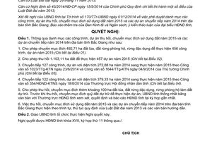 Nghị quyết 25/NQ-HĐND 2014 công trình dự án thu hồi chuyển mục đích sử dụng đất 2015 Bắc Giang