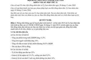 Nghị quyết 127/2014/NQ-HĐND kế hoạch phát triển kinh tế xã hội năm 2015 tỉnh Quảng Nam