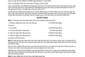 Nghị quyết 21/NQ-HĐND 2014 dự toán và phân bổ ngân sách nhà nước 2015 Bắc Giang