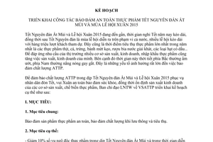 Kế hoạch 21/KH-BCĐTƯVSATTP 2014 công tác an toàn thực phẩm Tết Ất Mùi Lễ hội Xuân 2015
