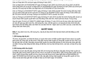 Nghị quyết 76/2014/NQ-HĐND mức thu đối tượng thu nộp lệ phí địa chính Đà Nẵng