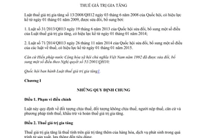 Văn bản hợp nhất 16/VBHN-VPQH 2014 hợp nhất Luật thuế giá trị gia tăng