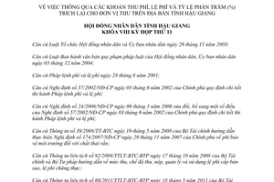 Nghị quyết 13/2014/NQ-HĐND thu phí lệ phí tỷ lệ phần trăm trích lại đơn vị thu Hậu Giang