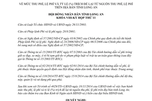 Nghị quyết 169/2014/NQ-HĐND thu phí lệ phí tỷ lệ trích để lại từ nguồn thu phí lệ phí Long An