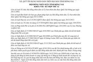 Nghị quyết 146/2014/NQ-HĐND lệ phí cung cấp thông tin đăng ký kinh doanh hợp tác xã quỹ tín dụng Đồng Nai