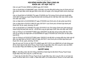 Nghị quyết 177/2014/NQ-HĐND Đề án thành lập thị trấn Bình Phong Thạnh thuộc huyện Mộc Hóa Long An