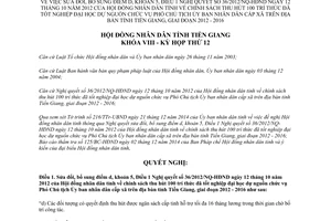 Nghị quyết 104/2014/NQ-HĐND sửa đổi 36/2012/NQ-HĐND thu hút trí thức tốt nghiệp đại học Tiền Giang