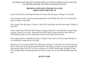 Nghị quyết 178/2014/NQ-HĐND chính sách thu hút nguồn nhân lực chất lượng cao Quảng Ninh