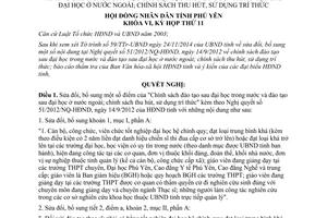 Nghị quyết 130/2014/NQ-HĐND về Chính sách đào tạo sau đại học và thu hút sử dụng trí thức Phú Yên