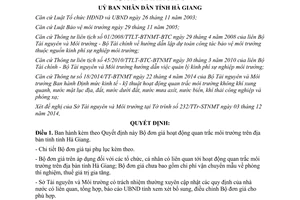 Quyết định 21/2014/QĐ-UBND Bộ đơn giá hoạt động quan trắc môi trường Hà Giang