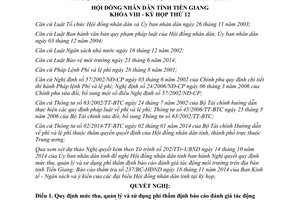 Nghị quyết 89/2014/NQ-HĐND phí thẩm định báo cáo đánh giá tác động môi trường Tiền Giang