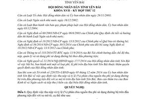 Nghị quyết số 25/2014/NQ-HĐND tỷ lệ phân chia nguồn thu phí đường bộ xe mô tô tỉnh Yên Bái