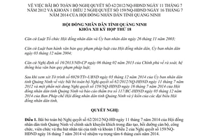 Nghị quyết 177/2014/NQ-HĐND bãi bỏ 62/2012/NQ-HĐND Điều 2 Nghị quyết 159/NQ-HĐND Quảng Ninh