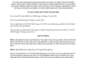 Quyết định 4463/2014/QĐ-UBND hạn mức giao diện tích tối thiểu được tách thửa công nhận đất ở Thanh Hóa