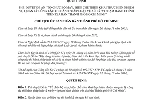 Quyết định 6037/QĐ-UBND năm 2014 Tổ chức quản lý thi hành pháp luật xử lý vi phạm hành chính Hồ Chí Minh