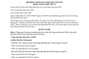 Nghị quyết 64/2014/NQ-HĐND Chương trình phát triển nhà ở tỉnh Thái Nguyên