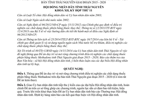 Nghị quyết 65/2014/NQ-HĐND chương trình điều trị nghiện các chất dạng thuốc phiện bằng thuốc Methadone Thái Nguyên