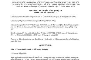 Nghị quyết 151/2014/NQ-HĐND mức hỗ trợ đối với Trưởng Ban công tác mặt trận tỉnh Nghệ An