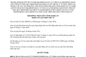 Nghị quyết 154/2014/NQ-HĐND bãi bỏ Nghị quyết 275/2009/NQ-HĐND và Nghị quyết 56/2012/NQ-HĐND Nghệ An