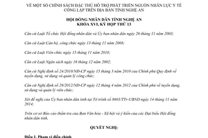 Nghị quyết 157/2014/NQ-HĐND chính sách hỗ trợ phát triển nguồn nhân lực y tế công lập tỉnh Nghệ An