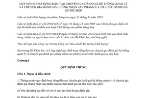 Thông tư 36/2014/TT-BKHCN đào tạo chuyên gia đánh giá hệ thống quản lý chứng nhận sản phẩm